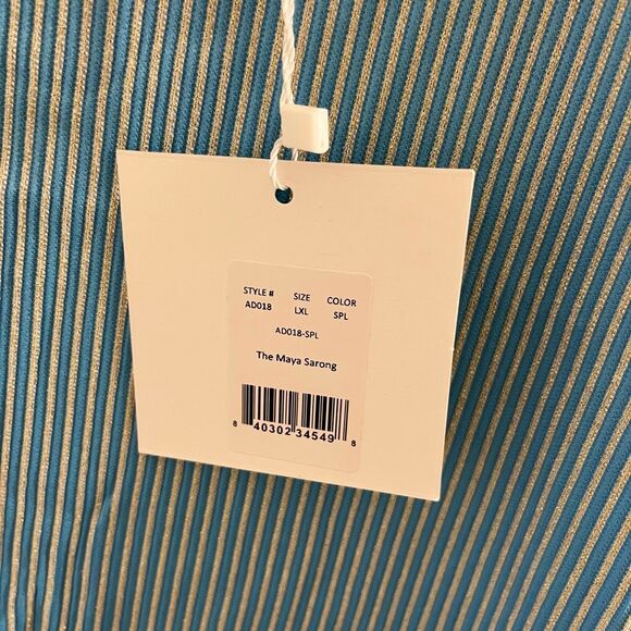 NWT Andie Swim x Mindy Kaling The Maya Sarong Blue With Gold Stripe Size L/XL‎ - Picture 9 of 11